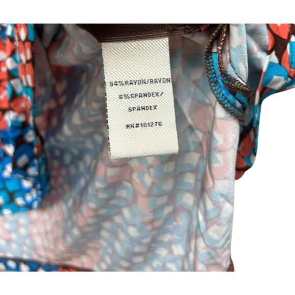 ECI New York 1X Floral V Neck Top 3/4 Sleeve Keyhole Back Side Zip Plus Size - Picture 7 of 9